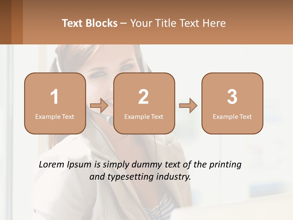 A Woman With A Headset Is Smiling For The Camera PowerPoint Template