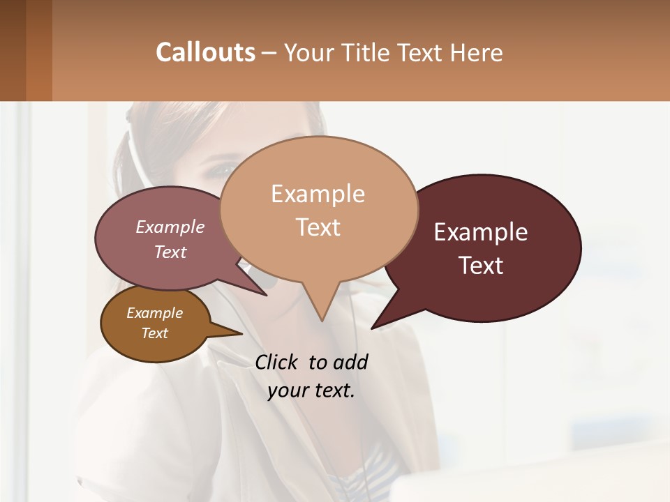 A Woman With A Headset Is Smiling For The Camera PowerPoint Template