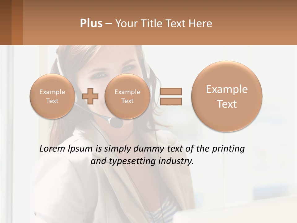 A Woman With A Headset Is Smiling For The Camera PowerPoint Template