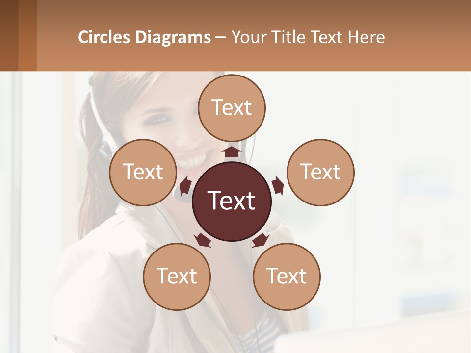 A Woman With A Headset Is Smiling For The Camera PowerPoint Template