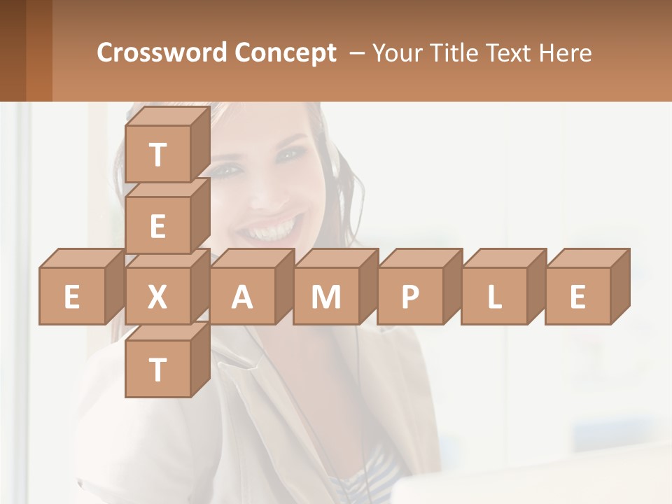 A Woman With A Headset Is Smiling For The Camera PowerPoint Template