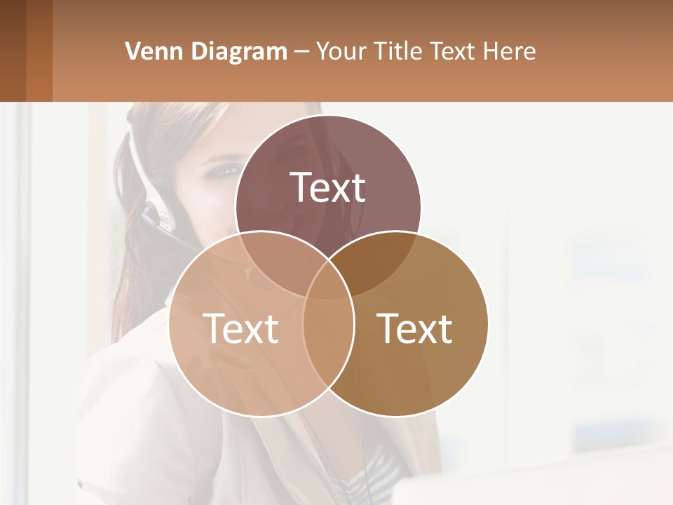 A Woman With A Headset Is Smiling For The Camera PowerPoint Template