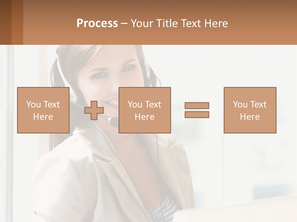 A Woman With A Headset Is Smiling For The Camera PowerPoint Template