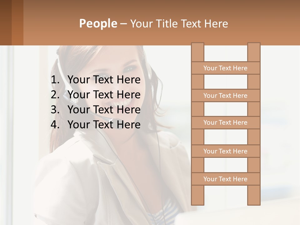 A Woman With A Headset Is Smiling For The Camera PowerPoint Template