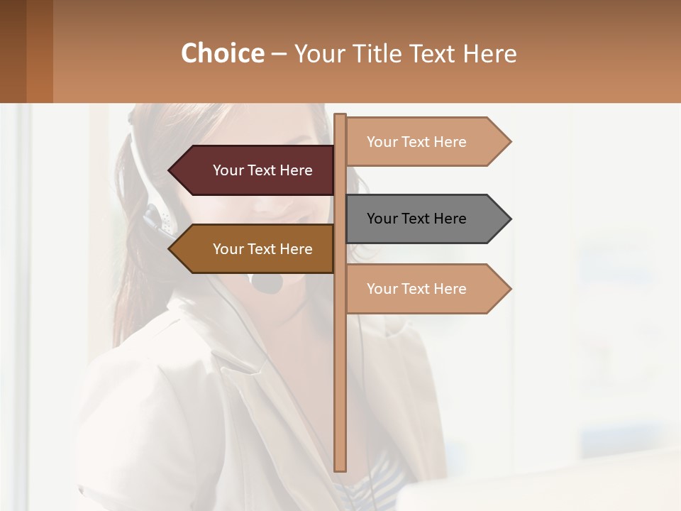 A Woman With A Headset Is Smiling For The Camera PowerPoint Template