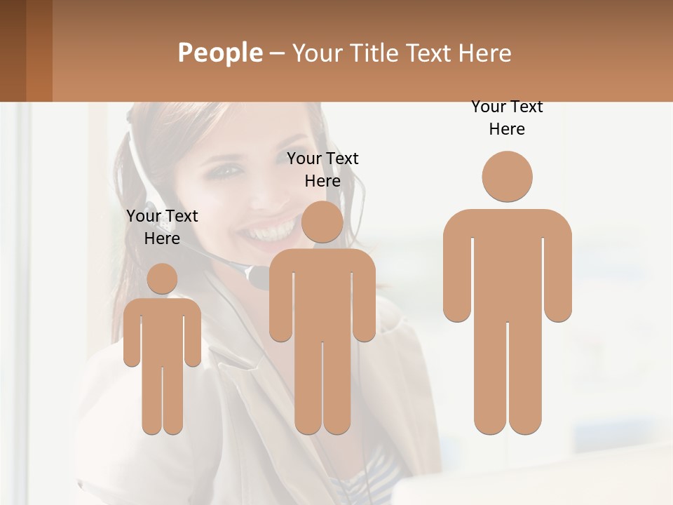 A Woman With A Headset Is Smiling For The Camera PowerPoint Template