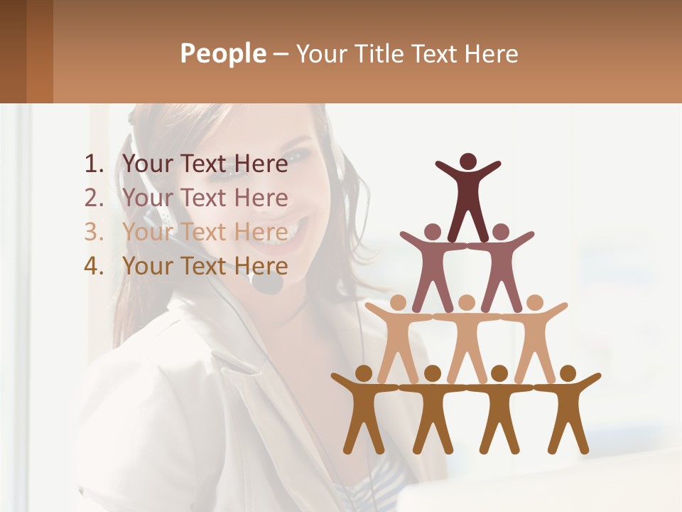 A Woman With A Headset Is Smiling For The Camera PowerPoint Template