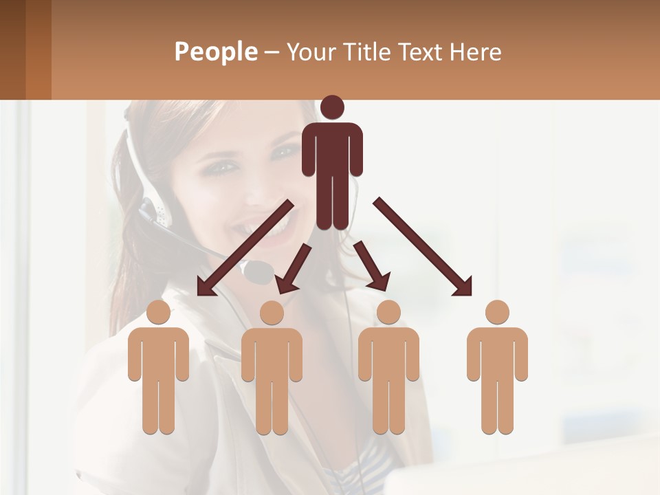 A Woman With A Headset Is Smiling For The Camera PowerPoint Template