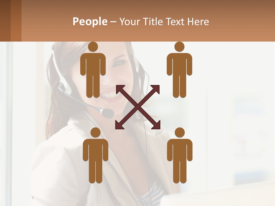 A Woman With A Headset Is Smiling For The Camera PowerPoint Template