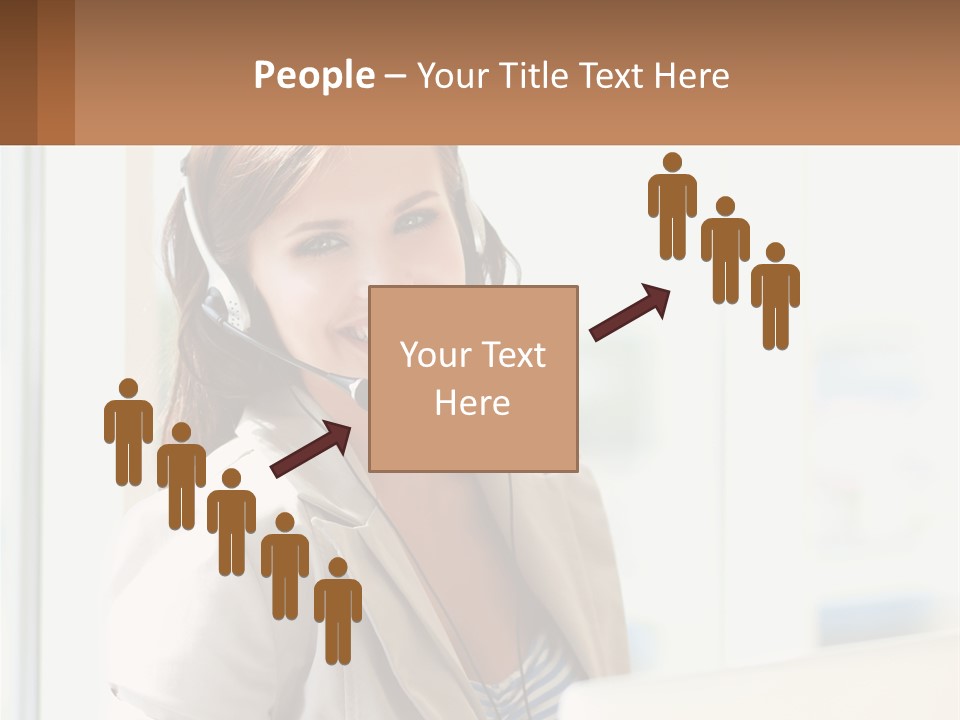 A Woman With A Headset Is Smiling For The Camera PowerPoint Template