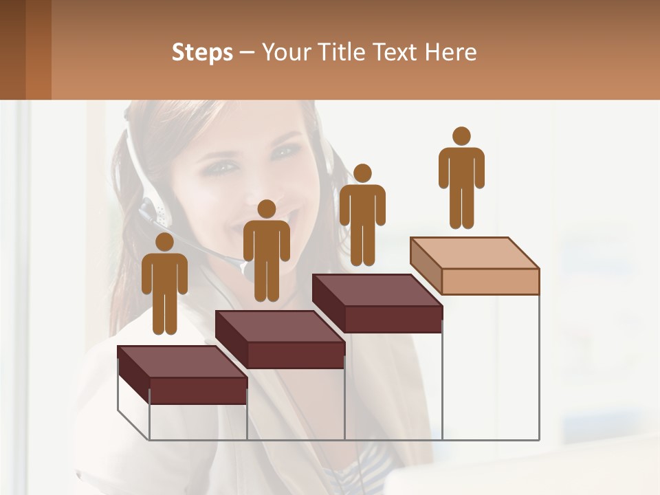 A Woman With A Headset Is Smiling For The Camera PowerPoint Template