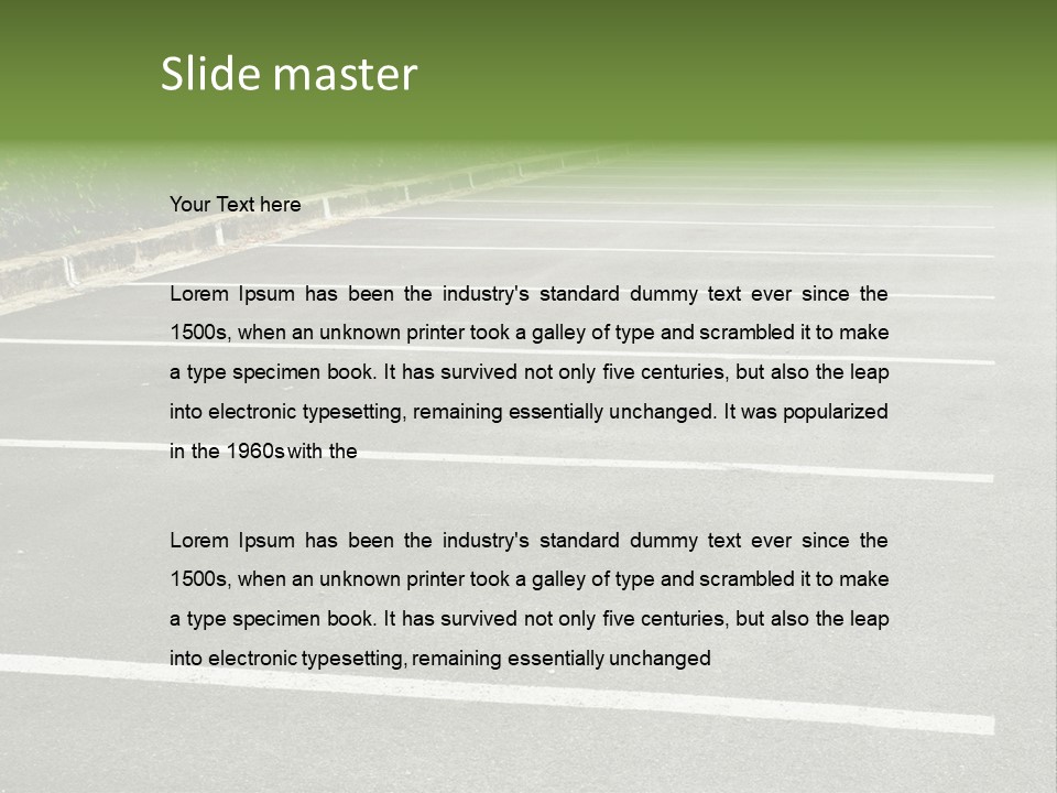 An Empty Parking Lot With A Car Parked In It PowerPoint Template