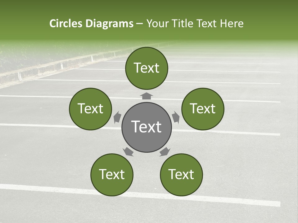 An Empty Parking Lot With A Car Parked In It PowerPoint Template