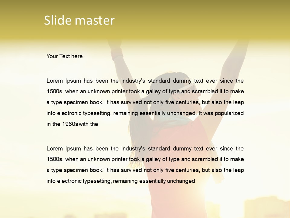 A Woman Raising Her Arms In The Air PowerPoint Template