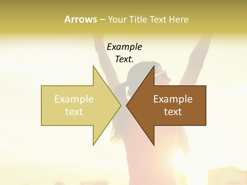 A Woman Raising Her Arms In The Air PowerPoint Template