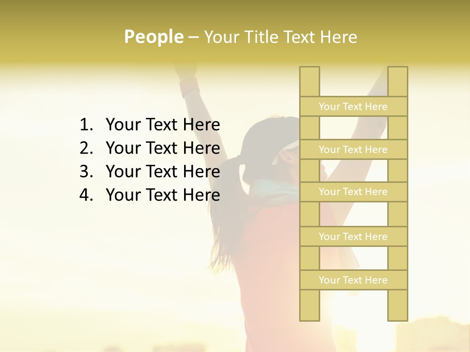 A Woman Raising Her Arms In The Air PowerPoint Template