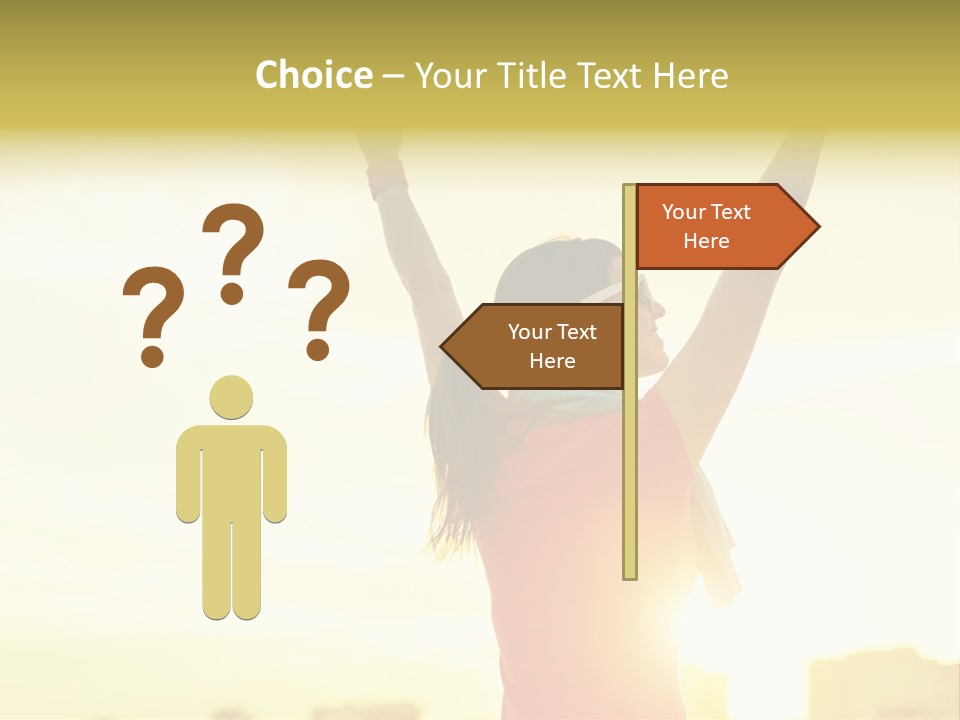 A Woman Raising Her Arms In The Air PowerPoint Template