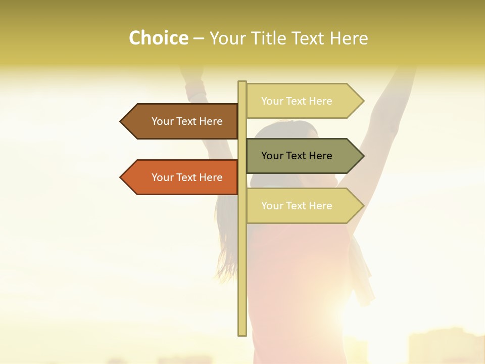A Woman Raising Her Arms In The Air PowerPoint Template