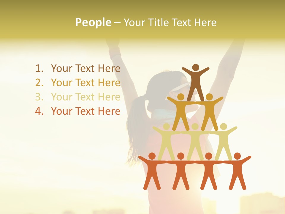 A Woman Raising Her Arms In The Air PowerPoint Template