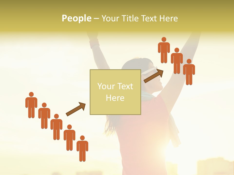 A Woman Raising Her Arms In The Air PowerPoint Template