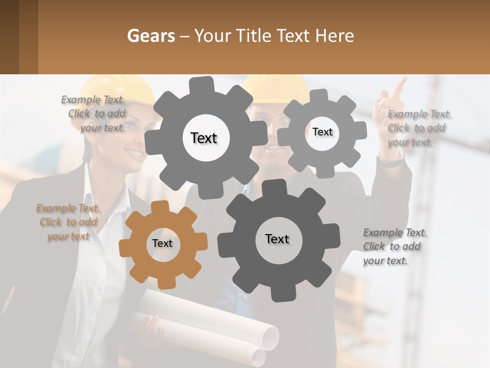 A Man And A Woman In Hardhats Giving A Thumbs Up PowerPoint Template