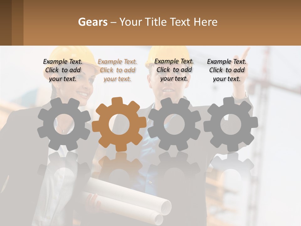 A Man And A Woman In Hardhats Giving A Thumbs Up PowerPoint Template