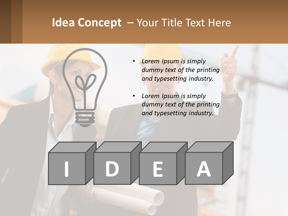 A Man And A Woman In Hardhats Giving A Thumbs Up PowerPoint Template