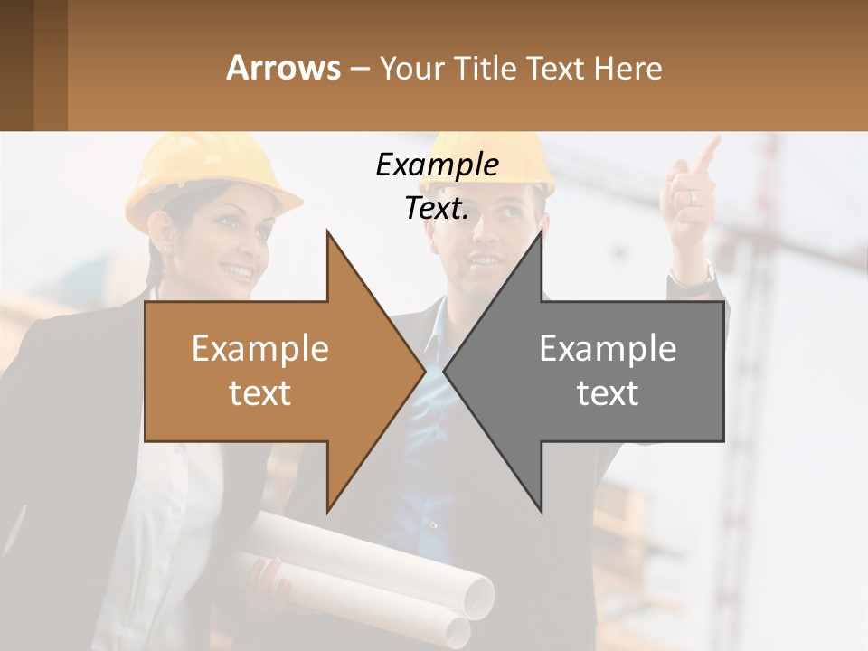 A Man And A Woman In Hardhats Giving A Thumbs Up PowerPoint Template