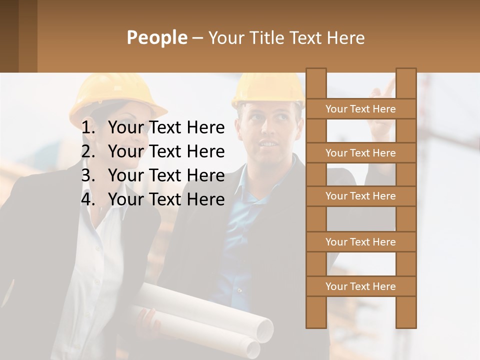 A Man And A Woman In Hardhats Giving A Thumbs Up PowerPoint Template