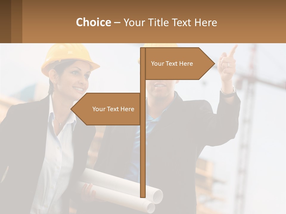 A Man And A Woman In Hardhats Giving A Thumbs Up PowerPoint Template