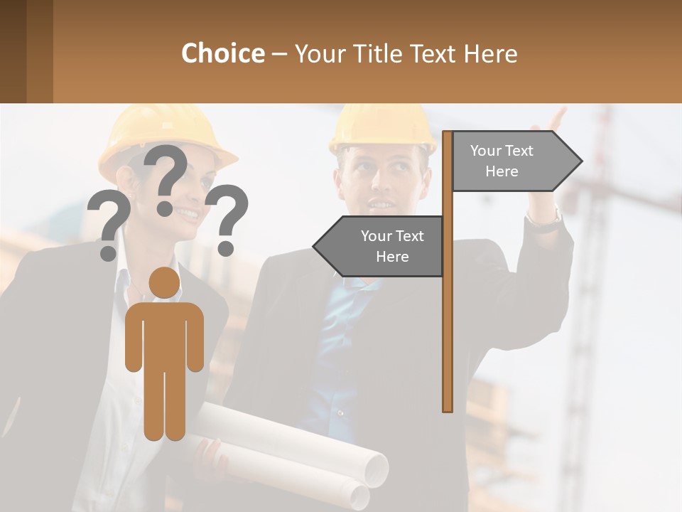 A Man And A Woman In Hardhats Giving A Thumbs Up PowerPoint Template