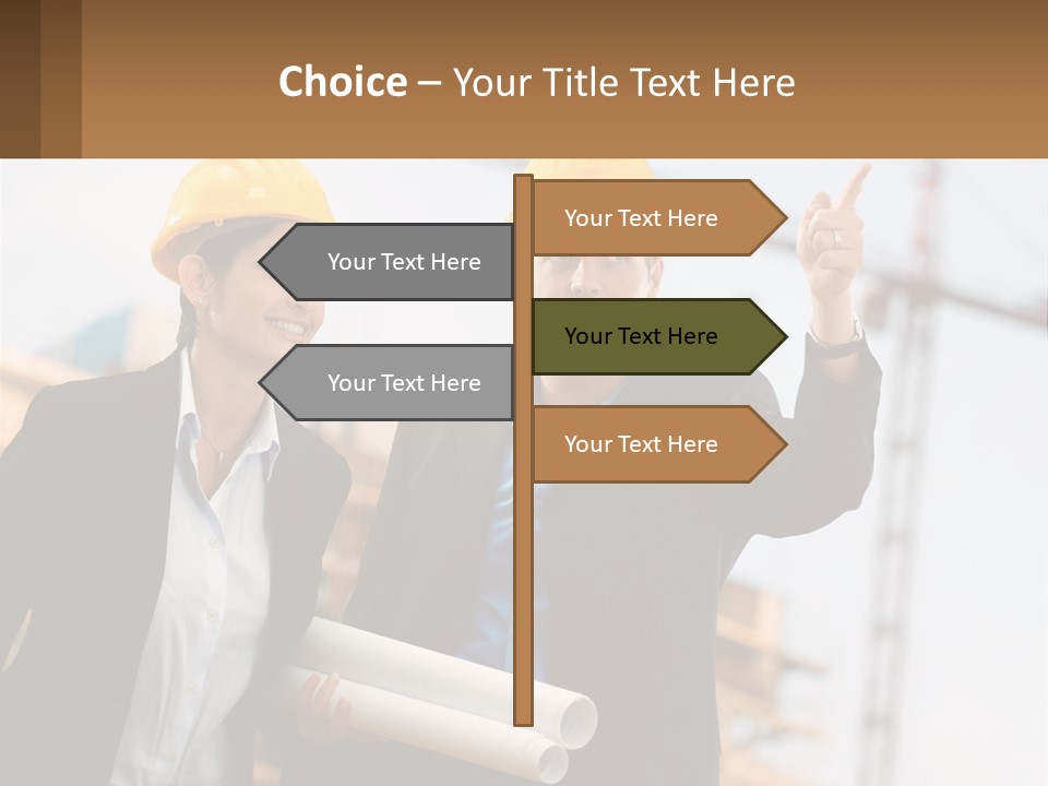 A Man And A Woman In Hardhats Giving A Thumbs Up PowerPoint Template