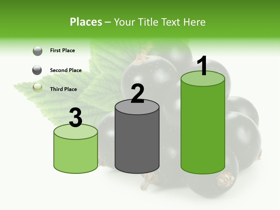 A Bunch Of Black Berries With Leaves On A White Background PowerPoint Template