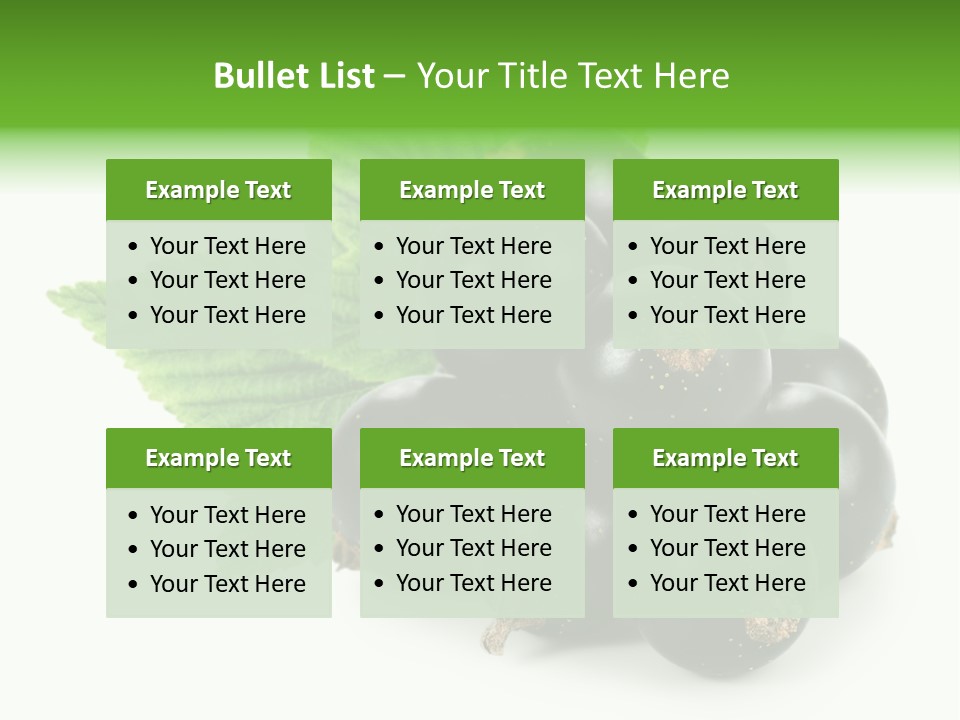 A Bunch Of Black Berries With Leaves On A White Background PowerPoint Template