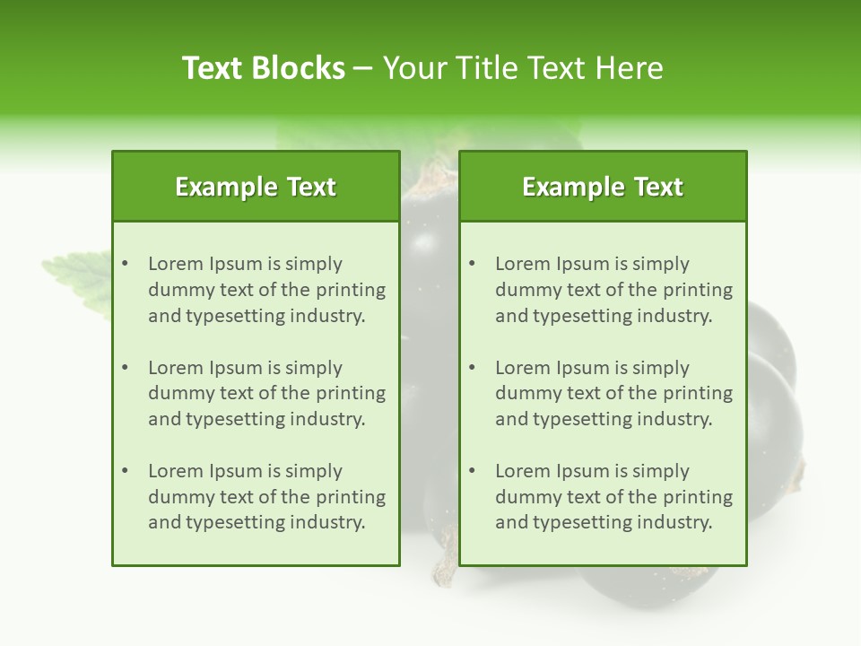 A Bunch Of Black Berries With Leaves On A White Background PowerPoint Template