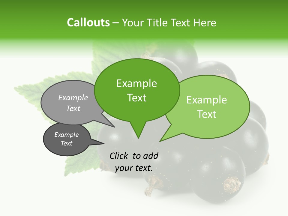 A Bunch Of Black Berries With Leaves On A White Background PowerPoint Template