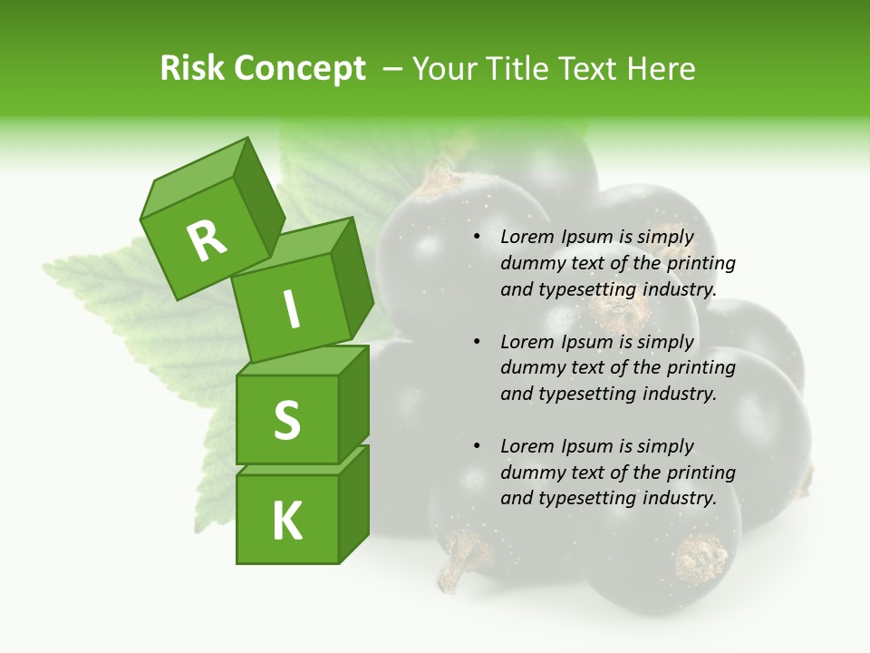 A Bunch Of Black Berries With Leaves On A White Background PowerPoint Template