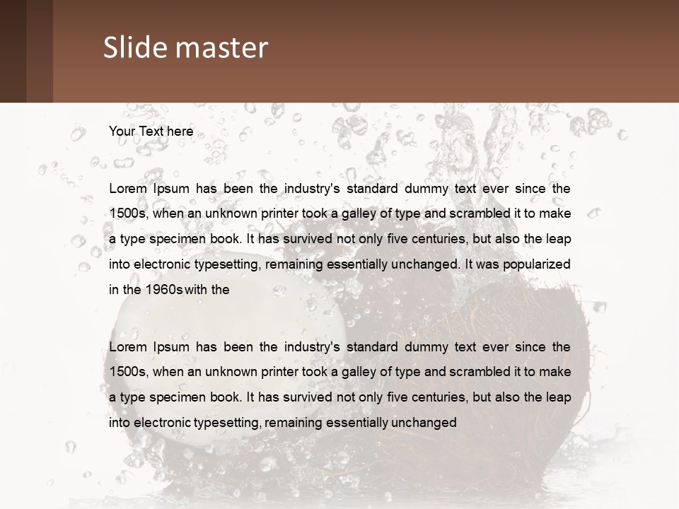 A Coconut With Water Splashing Out Of It PowerPoint Template