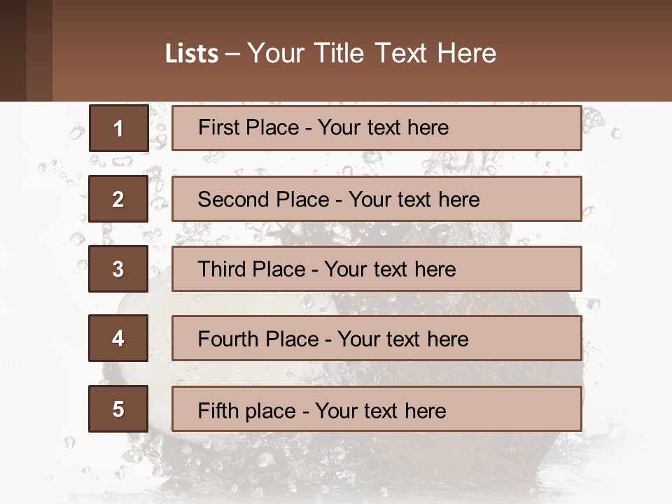 A Coconut With Water Splashing Out Of It PowerPoint Template