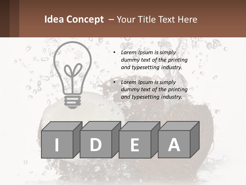 A Coconut With Water Splashing Out Of It PowerPoint Template