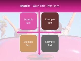 Two People Sitting In The Back Of A Pink Car PowerPoint Template