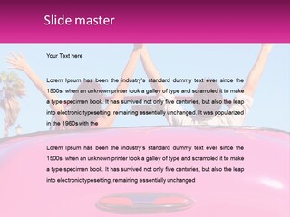 Two People Sitting In The Back Of A Pink Car PowerPoint Template