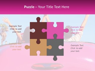 Two People Sitting In The Back Of A Pink Car PowerPoint Template