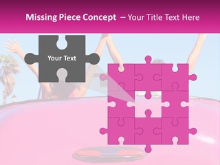 Two People Sitting In The Back Of A Pink Car PowerPoint Template