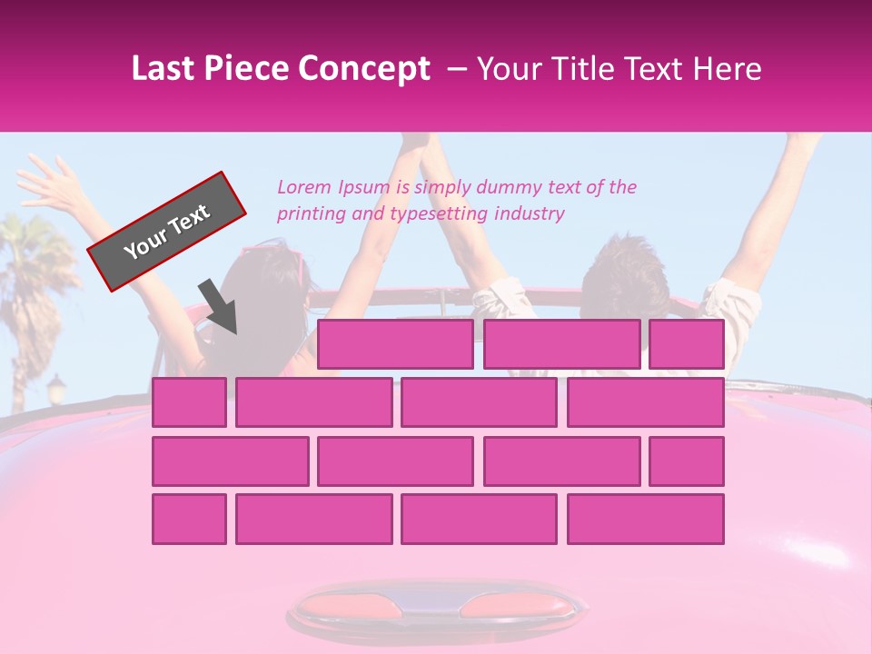 Two People Sitting In The Back Of A Pink Car PowerPoint Template