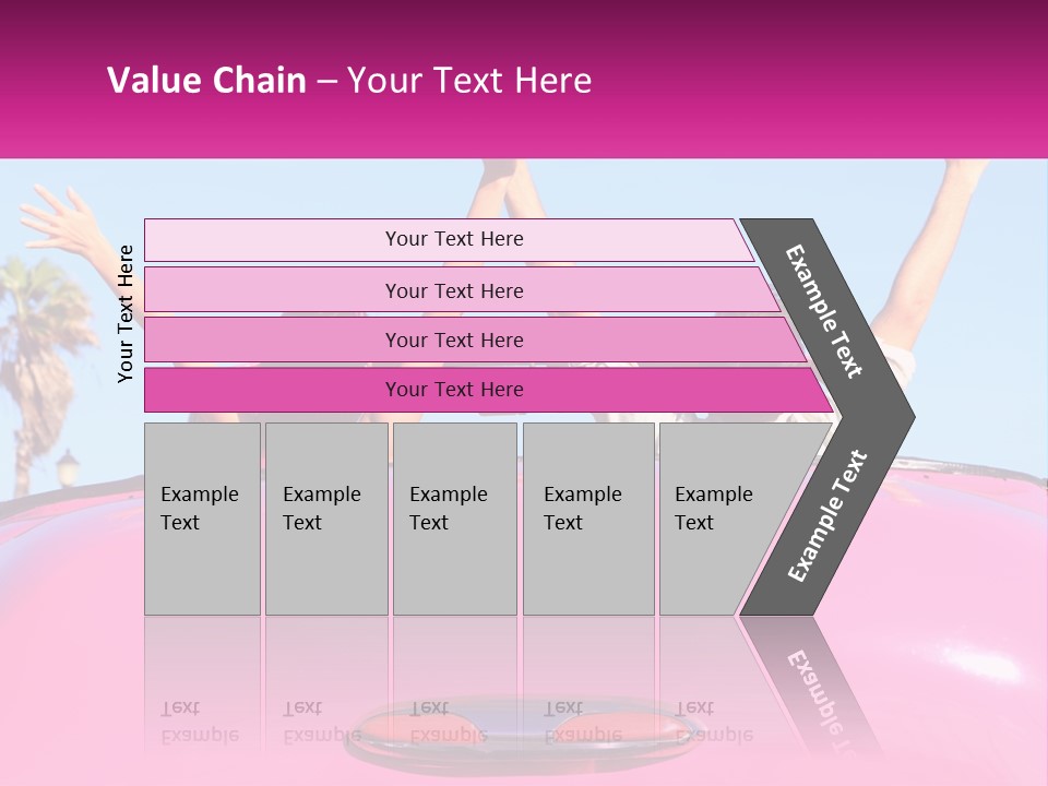 Two People Sitting In The Back Of A Pink Car PowerPoint Template