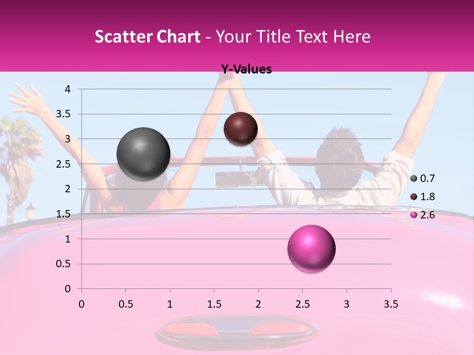 Two People Sitting In The Back Of A Pink Car PowerPoint Template