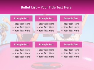 Two People Sitting In The Back Of A Pink Car PowerPoint Template