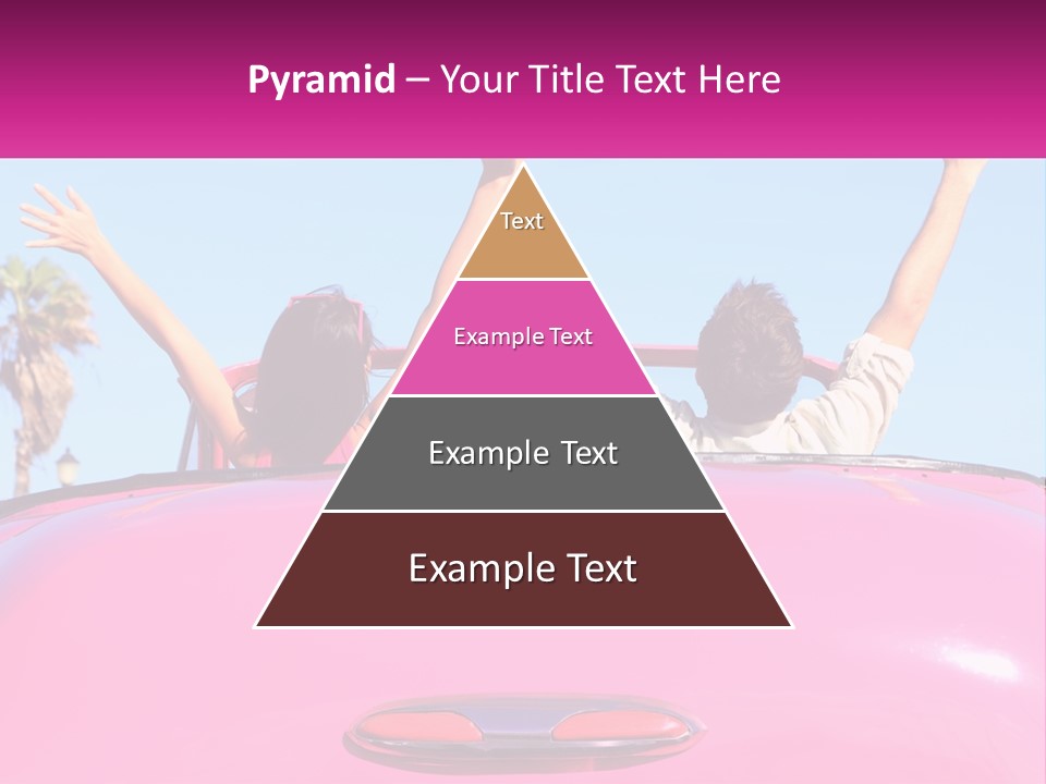 Two People Sitting In The Back Of A Pink Car PowerPoint Template