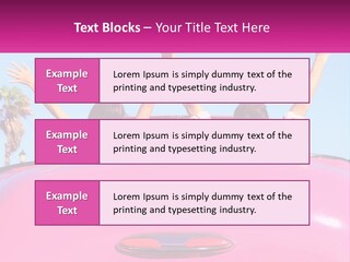 Two People Sitting In The Back Of A Pink Car PowerPoint Template